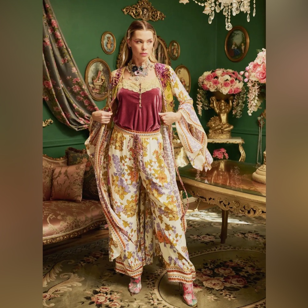 ARATTA Golden Aurela Pants -Boho Floral Soft Flowy Loungewear Comfortable Pants